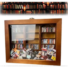 (1 pcs) Anxietys Bookshelf Shake Away Your Anxietys, Miniature Bookshelf Decor Stress-Relief Book Display Wooden Cabinet Book Lover Xmas Gifts