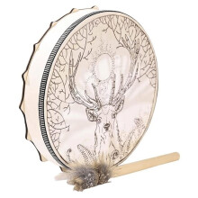 Shaman Drum Handcrafted Spiritual Music Drum Set with Drumsticks for Adults, 16-Inch Natural Wood Design
