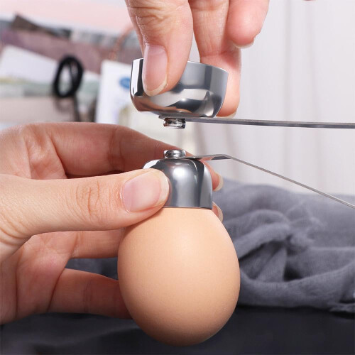 Egg Topper Egg Top Remover Stainless Steel Double Head Egg Cracker Opener Kitchen Tool for Perfect Egg Presentation 1