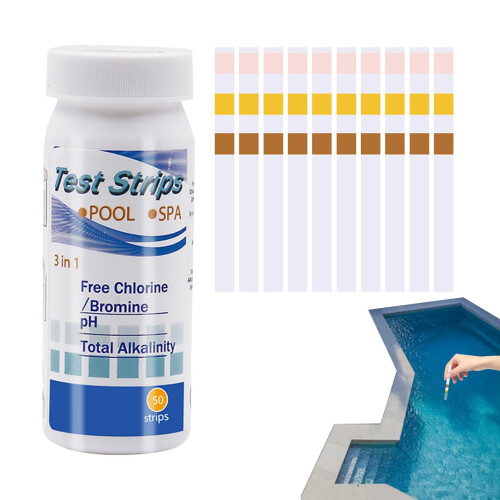Water Quality Test Strips 50 Pieces - Multifunctional Test Strips for Pool, Spa, and Water Analysis