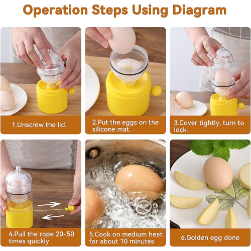 Hand Operated Egg Scrambler Shaker, Golden Egg Maker with Pull Rope for Mixing Eggs and Hard Boiled Eggs 1