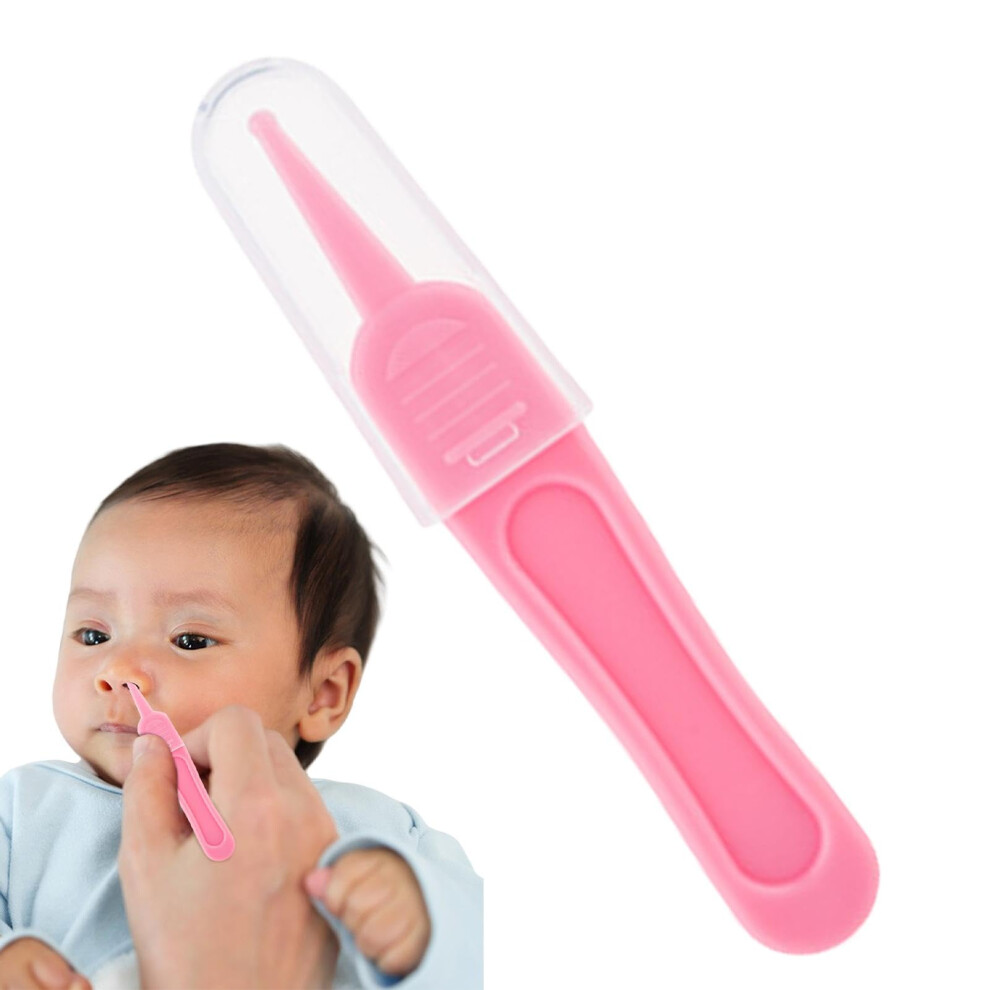 Tweezers Booger Picker Tool For Nose And Ear Cleaning, Booger Removal Gadget With Transparent Lid Pink