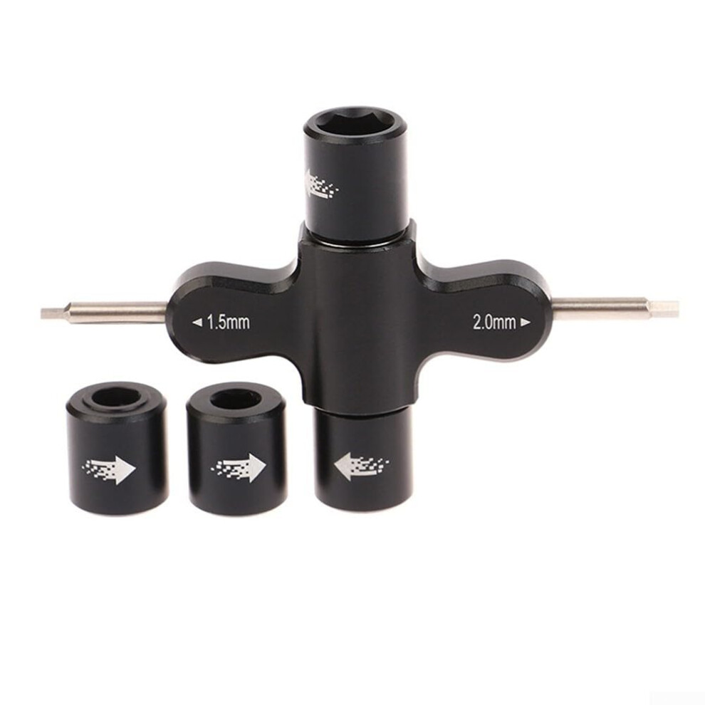 Metal M5 Quad Wrench Tool With Quick Release, 1.5Mm/2Mm Screwdriver For Rc Fpv Racing Engines And Hex Nuts 6276012335506
