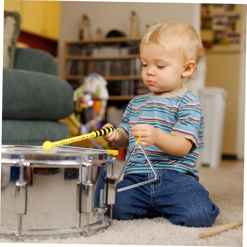 Percussion Instrument Triangle - Metal and Plastic Musical Triangle for Kids and Adults, Triangular Shape, Lightweight Design 2