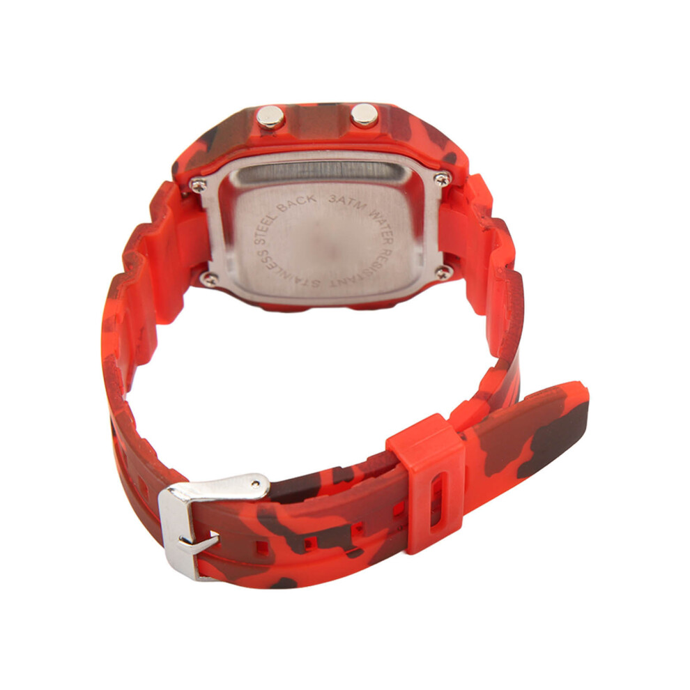 Multi-Function Digital Square Watch Waterproof Camouflage Red, 43.7mm-image-OPC-PJHM9VC-NEW