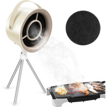 (B with 2 filter) Desktop Range Hood, Portable Range Hood with 3 Speed, Mini Range Hood Indoor Kitchen Exhaust Fan for BBQ Hot Pot, Low Noise