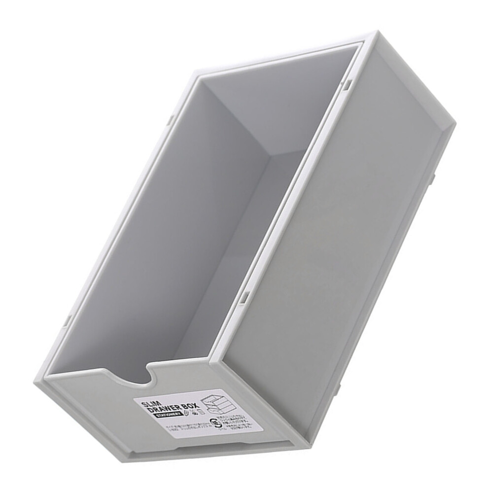 Grey Plastic Desktop Storage Box with Drawer，Compact and Lightweight-image-OPC-PJHMG9J-NEW