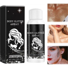 (1Pcs) Body Glitter Spray, Glitter Spray for Hair and Body, Long-Lasting and Quick-Drying Silver Glitter Hair Spray Suitable for Stage, Festival Rave
