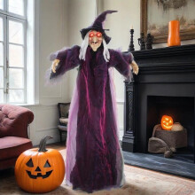 Halloween Life Size Talking Witch Animated Spooky Animatronic Scary Witch Decor