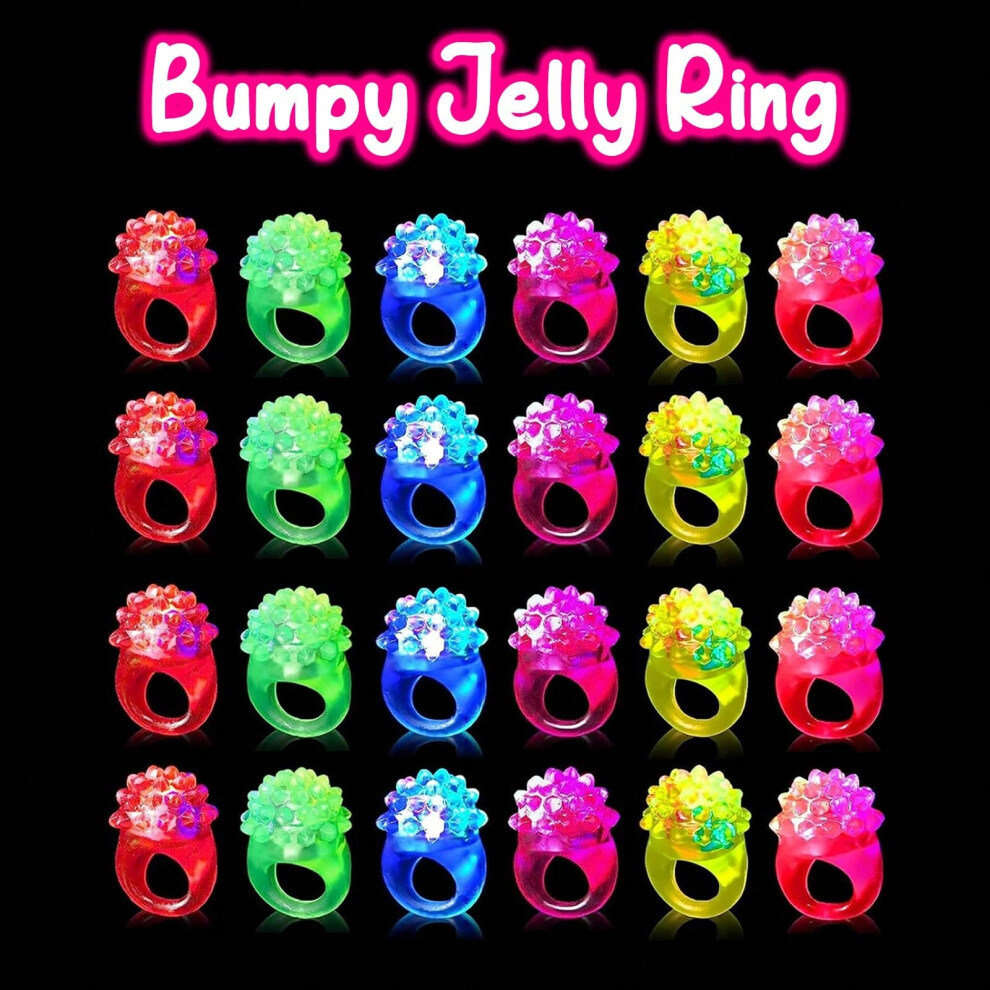 (Bumpy, 120PCS) 30-150PCS 3D Light Up Rings Bulk Halloween Treats Toys Party Favors for Kids Non Candy Treats Glow In The Dark Party Gifts for K-image-OPC-PJHMGXB-NEW