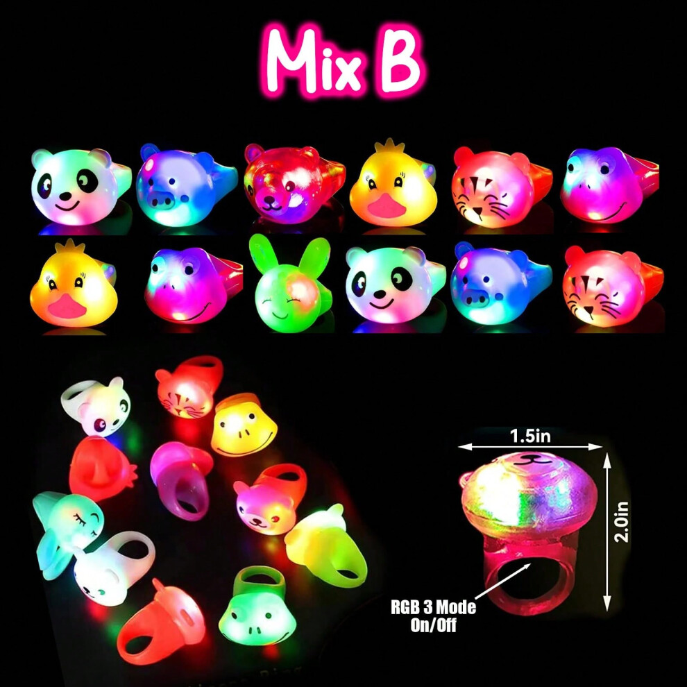 (Animal, 60PCS) 30-150PCS 3D Light Up Rings Bulk Halloween Treats Toys Party Favors for Kids Non Candy Treats Glow In The Dark Party Gifts for K-image-OPC-PJHMGWZ-NEW