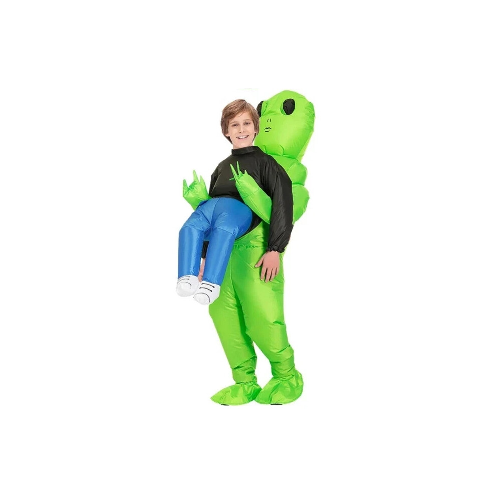 ( Kids) Scary Halloween Alien Inflatable Costume Kids Adult Blow Up Suits Party Dress Uk Green