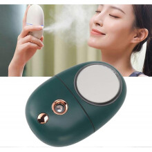 (green) Nano Facial Mister Mini Facial Steamer, Handheld Facial Mister Sprayer with Mirror, Face Mist Steamer Mini Mist Sprayer Rechargeable