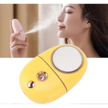 (yellow) Nano Facial Mister Mini Facial Steamer, Handheld Facial Mister Sprayer with Mirror, Face Mist Steamer Mini Mist Sprayer Rechargeable
