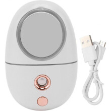(white) Nano Facial Mister Mini Facial Steamer, Handheld Facial Mister Sprayer with Mirror, Face Mist Steamer Mini Mist Sprayer Rechargeable