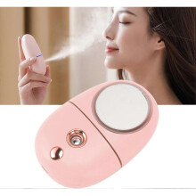 (pink) Nano Facial Mister Mini Facial Steamer, Handheld Facial Mister Sprayer with Mirror, Face Mist Steamer Mini Mist Sprayer Rechargeable