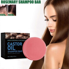 (1PCS) Castor Oil Shampoo Bar, Rosemary Shampoo Bar, Moisturizing Shampoo Bar for Repairing Damaged Dull Dry Hair