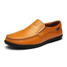 (EU 39, Light Brown) Mens Leather Slip On Walking Boat Deck Casual Driving Moccasin Loafer Shoes Size