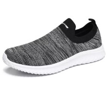 (White & Grey, UK 11 / EUR 46) Mens Womens Slip On Wide Fit Memory Foam Casual Walking Gym Sports Trainers Size