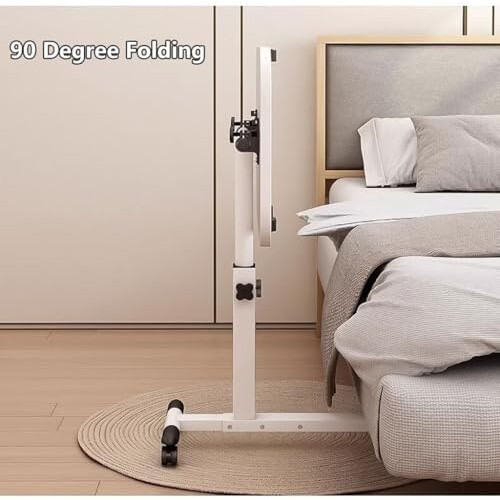 Adjustable Overbed Bedside Table with Wheels, Portable Rolling Desk, Height Adjustable Small Laptop Desk, White, Einheitsgröße 2