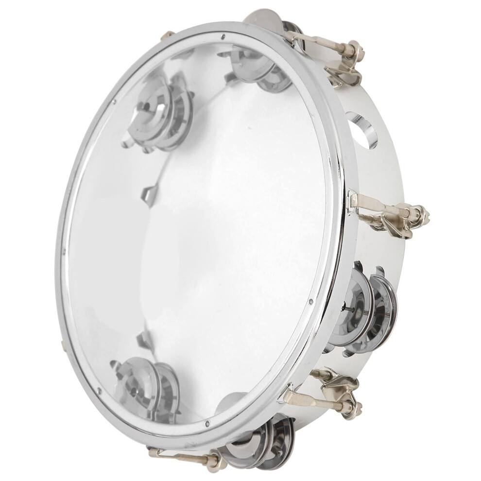 Double Row Metal Bells 8-Inch Hand Tambourine Made of ABS and Metal, Tunable with Thickened Drum Cavity for Beginners
