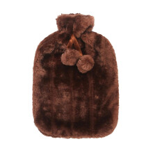Hot Water Bottle Cover Only Thick Soft Fluffy Cover for 2L Hot Cold Compress Hand Feet Warmer Neck Shoulder Pain Brown