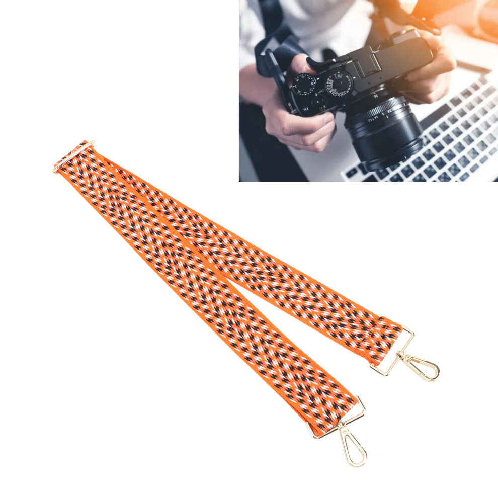 Thickened Woven Polyester Camera Strap, Adjustable 60-120Cm Orange/Black/White 4321338874634