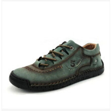 (light green low, UK 10 / EU 45) Mens Hand Stitched Shoes Casual Light Comfy Lace Trainers Walk Gym Jogging Boots