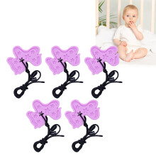 5-teiliger Baby-Schnullerkette mit Beißringen, Silikon-Gummmassagegerät, Lila