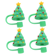 Pack of 4 Anti-Dust Covers for Straw Tips, Silicone Straw Attachments, Green 3.50X2.40X1.80CM Straw Protectors