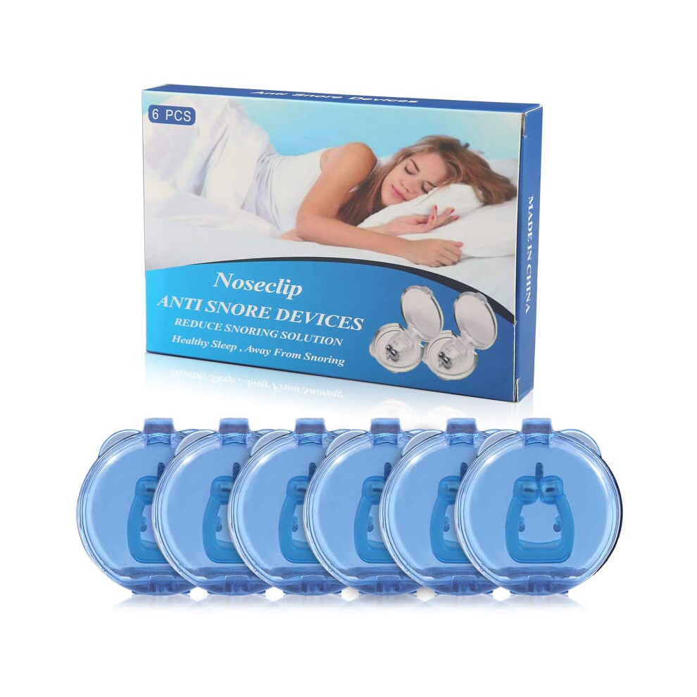 Snoring Stopper Anti Snoring Nose Clip Pack of 6 Magnetic Nose Clips with Independent Storage Box in Blue for Sleep Apnea Relief