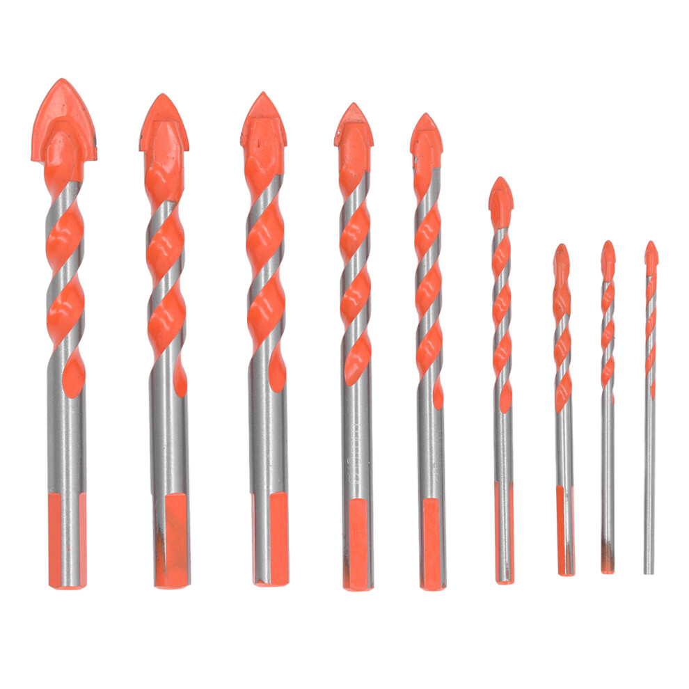 9Pcs Masonry Drill Bits Set Cemented Carbide For Cement, Tile, Wood, Glass 8701338880198