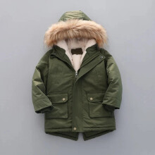 (Green, 3T) Children Girls Boys Fur Winter School Thick Fleece Warm Outerwear Coat Jacket