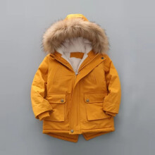(Yellow, 7T) Children Girls Boys Fur Winter School Thick Fleece Warm Outerwear Coat Jacket