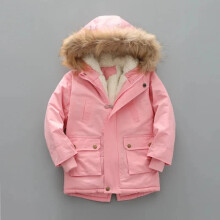 (Pink, 5T) Children Girls Boys Fur Winter School Thick Fleece Warm Outerwear Coat Jacket