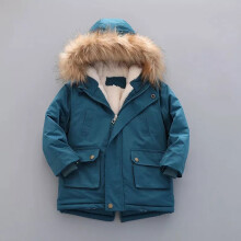 (Lake Blue, 8T) Children Girls Boys Fur Winter School Thick Fleece Warm Outerwear Coat Jacket
