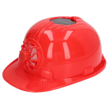 Safety Helmet Solar Ventilator for Construction Work, Lightweight Plastic Helmet, Efficient Solar Power Generation, Environmentally Friendly, Red