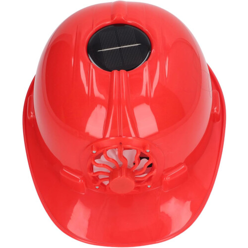 Safety Helmet Solar Ventilator for Construction Work, Lightweight Plastic Helmet, Efficient Solar Power Generation, Environmentally Friendly, Red 2