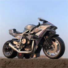 1/12 Scale Die-Cast Metal Racing Motorcycle Model with Sound and Light, Grey Color Toy Gift