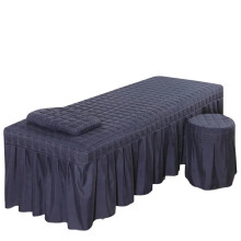 Massage Table Cover Navy Blue, 190x80 cm, Full Cover with Hole, Skin-Friendly Material, Fits Massage Table, Solid Wood