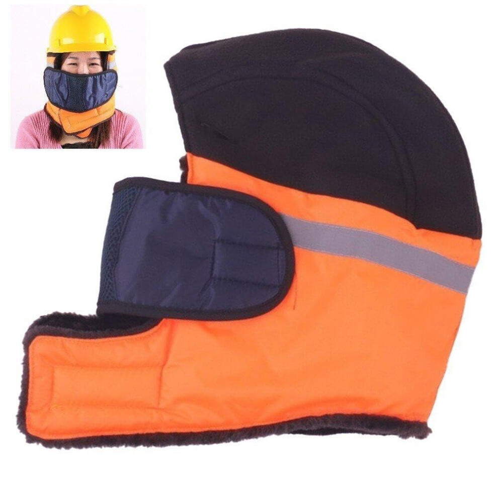 Helmfutter, Warm Construction Helmet Beanie, Orange Cotton Winter Hat With Mask For Cold Weather 6276012338095