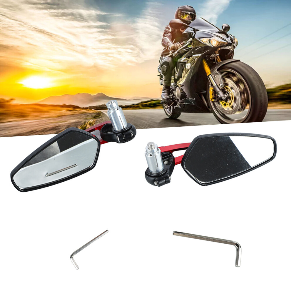 360 Rotatable Motorcycle Mirrors In - Universal Handlebar Fit Red 7891338894590