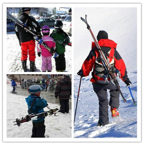 (Blue) Adjustable Skiing Pole Shoulder, Nylon Skiing Bags Hand Carrier Lash Handle Straps Porter Hook Loop Protecting For Ski Snowboard 2