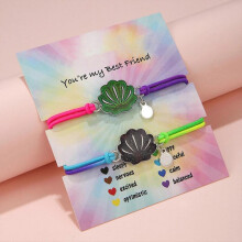 (shell) 2pcs Rainbow Gradient Bracelet Cute Animal Bracelet for Girls, Handmade Mood Bracelet Couple Bracelet School Gifts for Lover, Best Friend