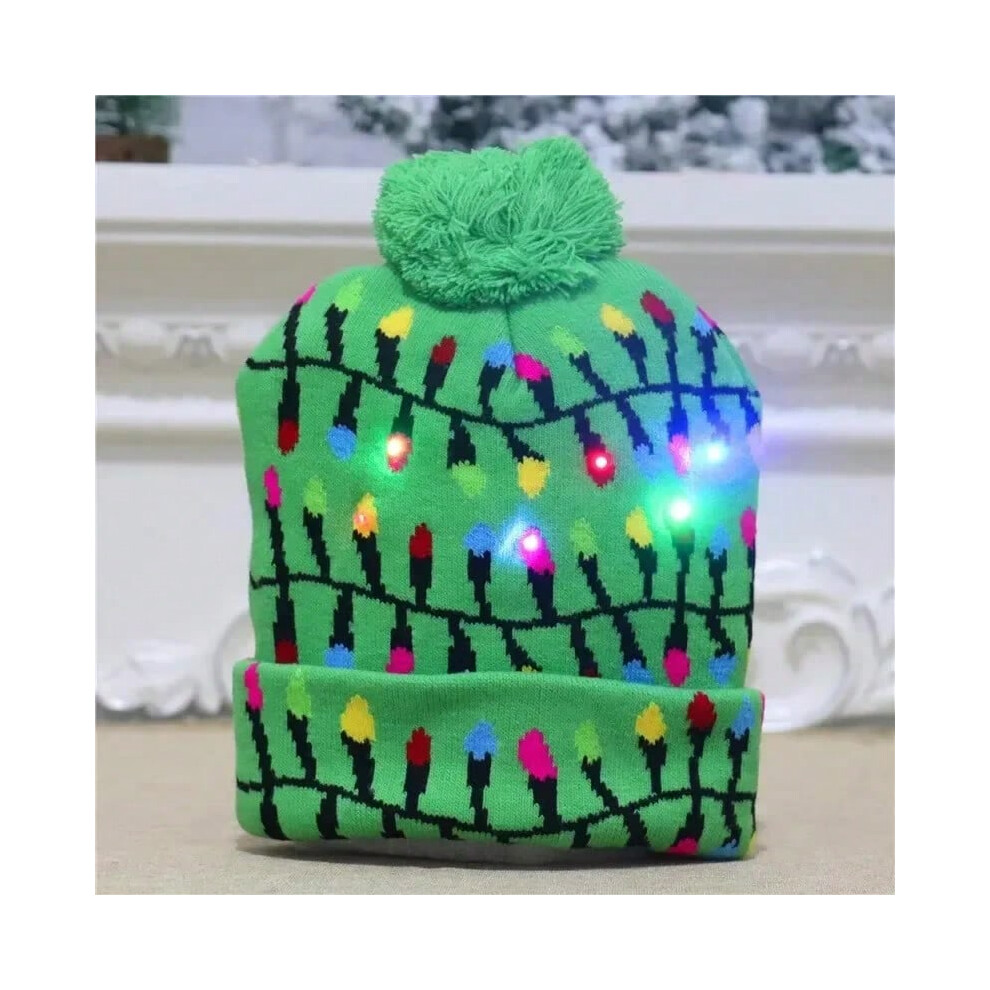 (8-Green dengchuang) LED Christmas Hat with Lights 2025 Knitting Cap Xmas Ornament Home Decor Navidad Natal 2025 New Year Holiday Gift-image-OPC-PJHMRRT-NEW