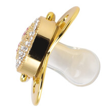 Personalized Bling Dummy for Babies, Luxury BPA-Free Silicone Soother, Anti-Static Gold Pacifier for 6-18 Months