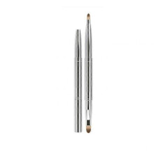 (silvery) Retractable Lip Brush - Portable Dual End Lipstick & Eye Makeup Brush Set - Concealer & Eyeshadow Brushes - Lip Contour Tool