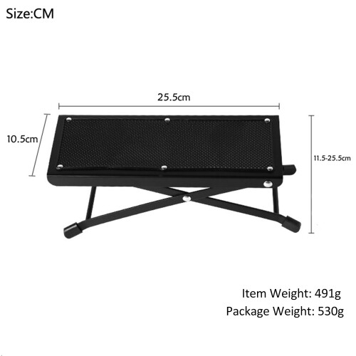 Adjustable Foldable Guitar Foot Stool Black 4-Height Level for Classical & Electric Guitars 2
