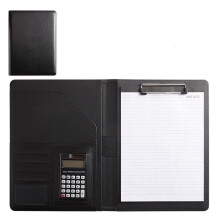 Business Resume Clipboard Folder Leather Interview Organizer with Legal Pad and Black 12-Digit Calculator