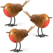 (6Pcs - 2Set) 3Pcs Robin Ornaments for Garden Accessories, Robin Bird Garden Ornaments, Metal Robin Gifts, Decorative Home Accessories
